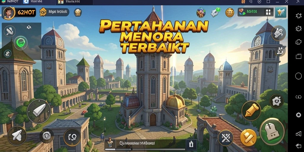 Gameplay seru 62HOT dengan strategi Tower Defense yang mendebarkan.