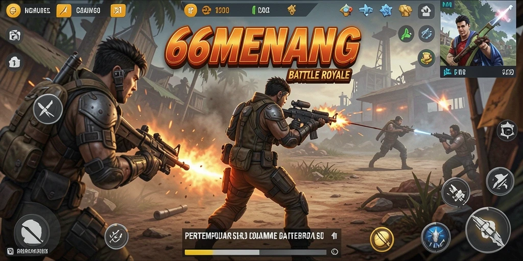 Tampilan aksi seru dalam gameplay Battle Royale 66MENANG.