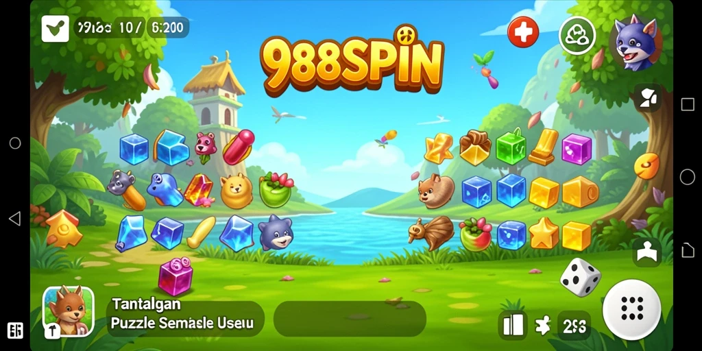 Screenshot gameplay 988SPIN menunjukkan tantangan Puzzle yang menarik.