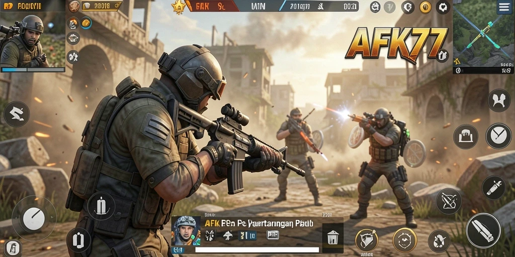 Tangkapan layar dari gameplay AFK77 yang menampilkan aksi FPS yang mendebarkan.