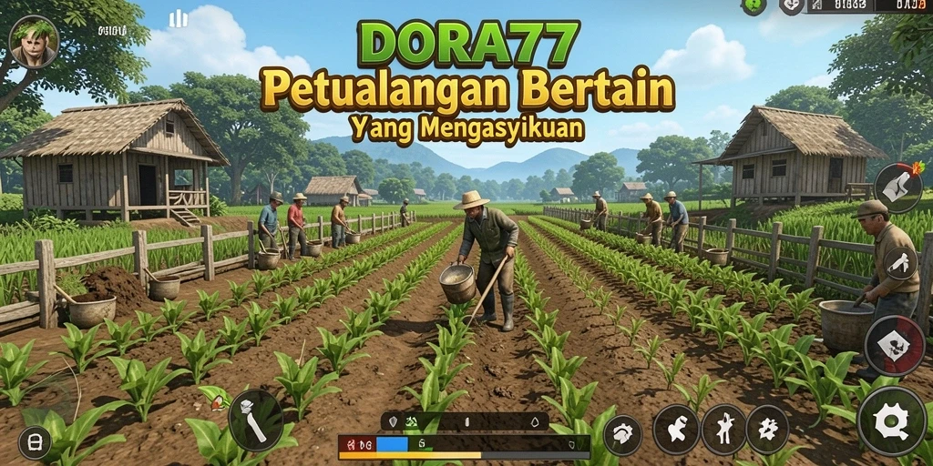 Tampilan gameplay DORA77 yang menunjukkan keseruan bertani.