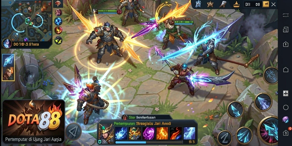 Screenshot DOTA88 menampilkan pertempuran strategis yang mendebarkan.
