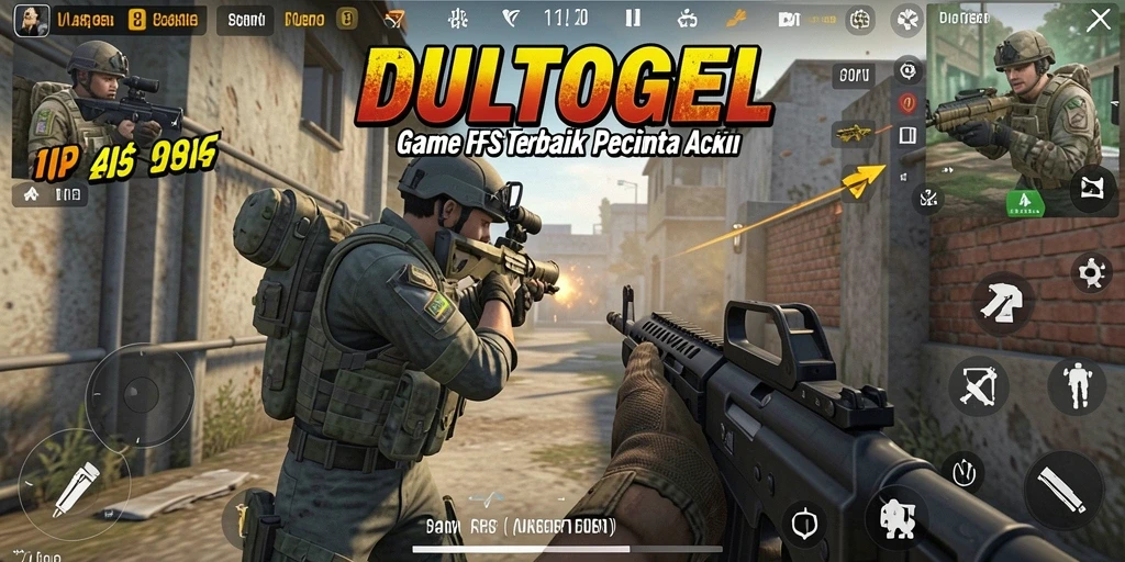 Screenshot gameplay DULTOGEL menampilkan aksi menegangkan dalam pertempuran FPS.