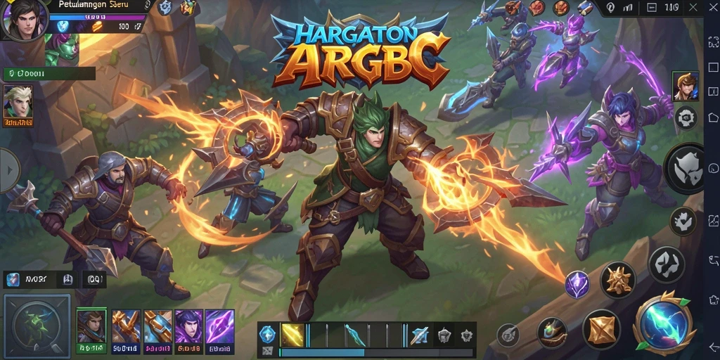 Screenshot utama HARGATOTO yang menunjukkan pertempuran epik di dunia ARPG.