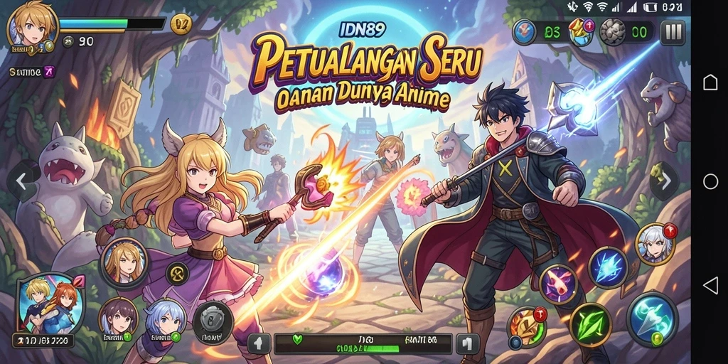 Screenshot gameplay IDN89 yang menampilkan aksi seru karakter anime.