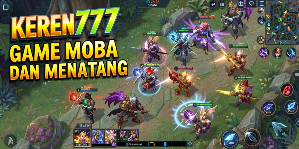 Screenshot gameplay KEREN777 yang menunjukkan pertempuran tim yang seru.