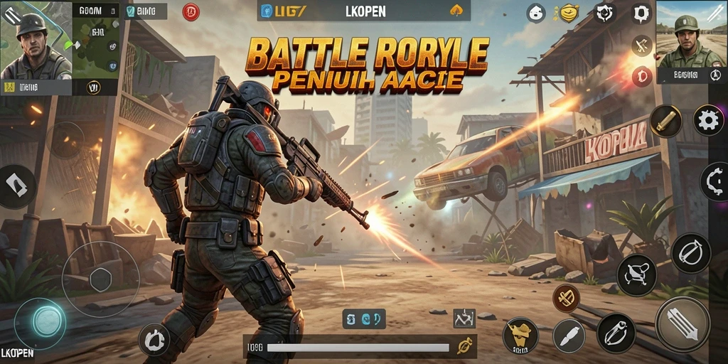 Screenshot LKOPEN menampilkan aksi Battle Royale yang mendebarkan dan grafis yang memukau.