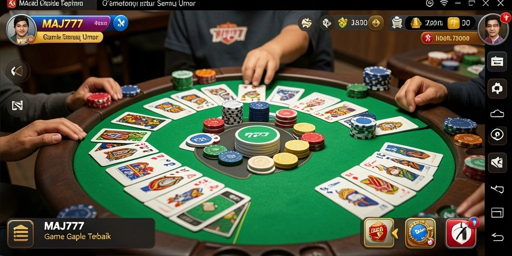 Screenshot gameplay MAJ777 menunjukkan suasana seru permainan Gaple.